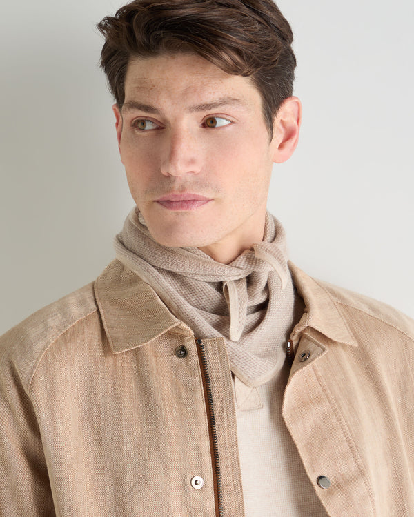 N.Peal Unisex Birdseye Silk Cashmere Neckerchief Soft Taupe Brown Birdseye