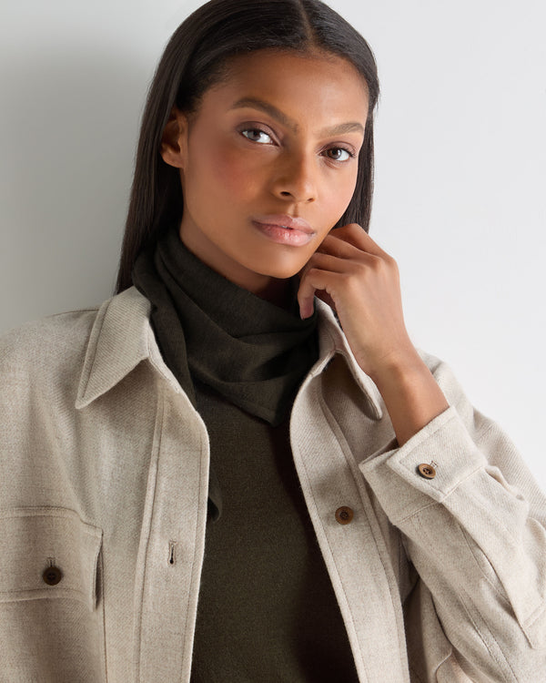 N.Peal Unisex Silk Cashmere Scarf Arabica Khaki Green