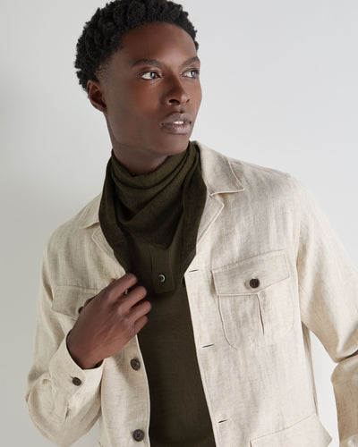 N.Peal Unisex Silk Cashmere Scarf Arabica Khaki Green