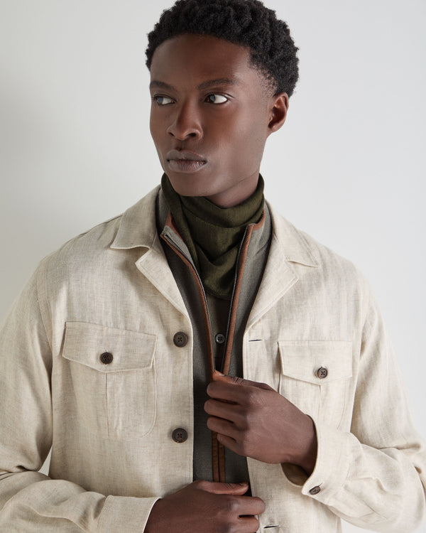 N.Peal Unisex Silk Cashmere Scarf Arabica Khaki Green