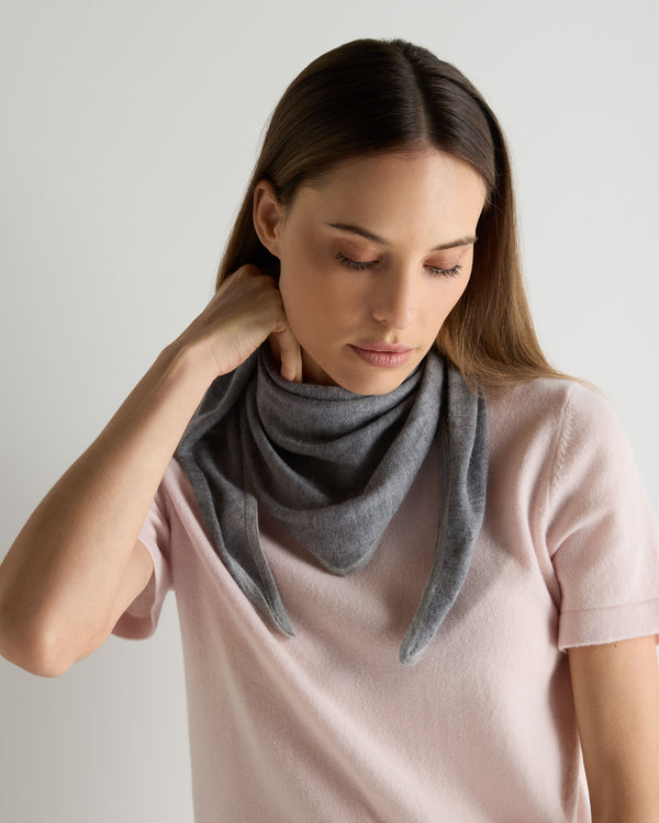 N.Peal Unisex Silk Cashmere Scarf Graphite Grey