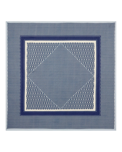 N.Peal Women's Geo Print Silk Blend Foulard Navy Blue