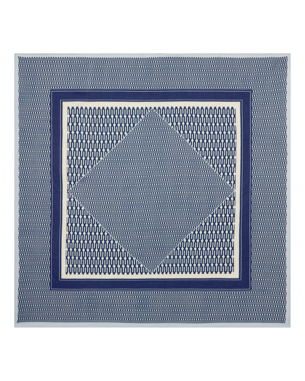 N.Peal Women's Geo Print Silk Blend Foulard Navy Blue