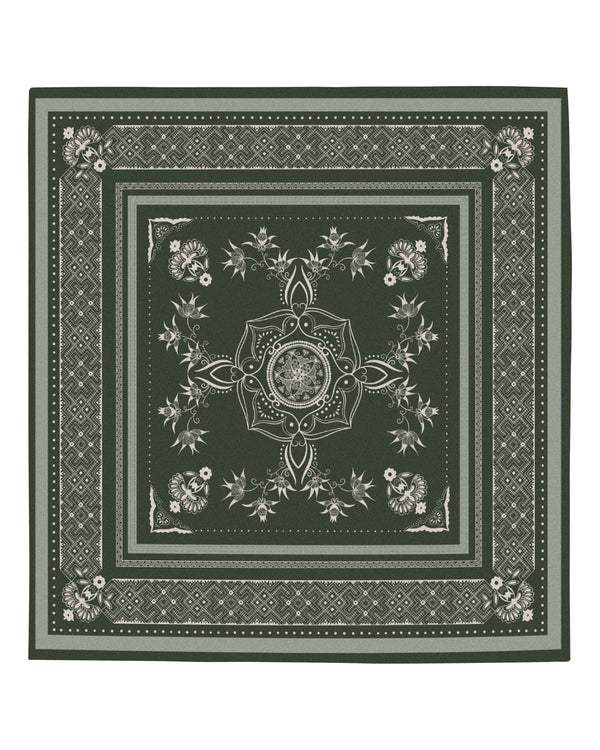 N.Peal Women's Silk Twill Scarf Khaki Green