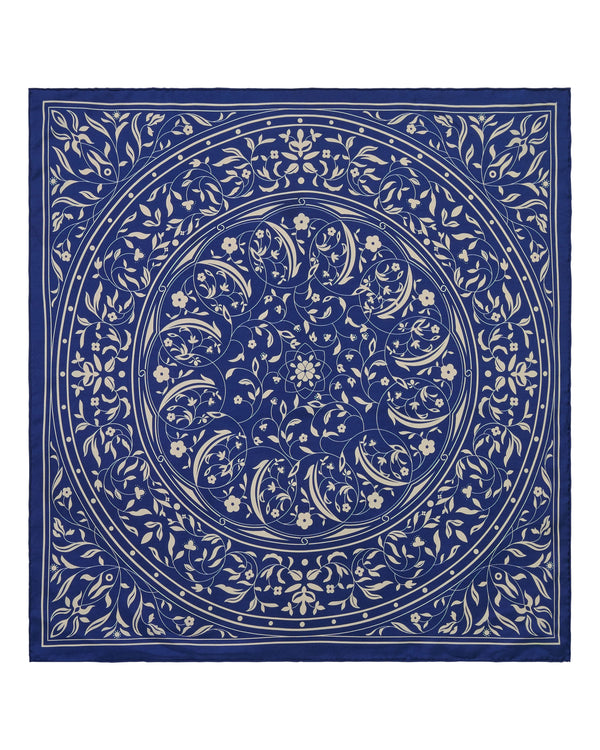 N.Peal Women's Silk Twill Decorative Scarf Blue