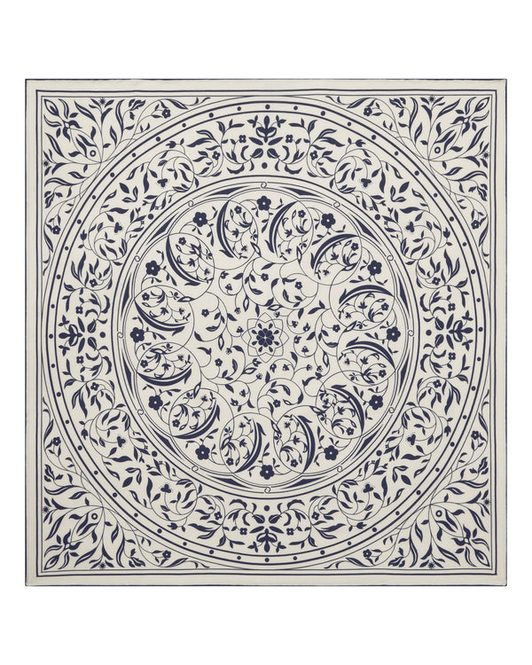 N.Peal Women's Large Decorative Foulard New Ivory White