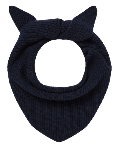 Unisex Ribbed Triangle Cashmere Scarf Navy Blue