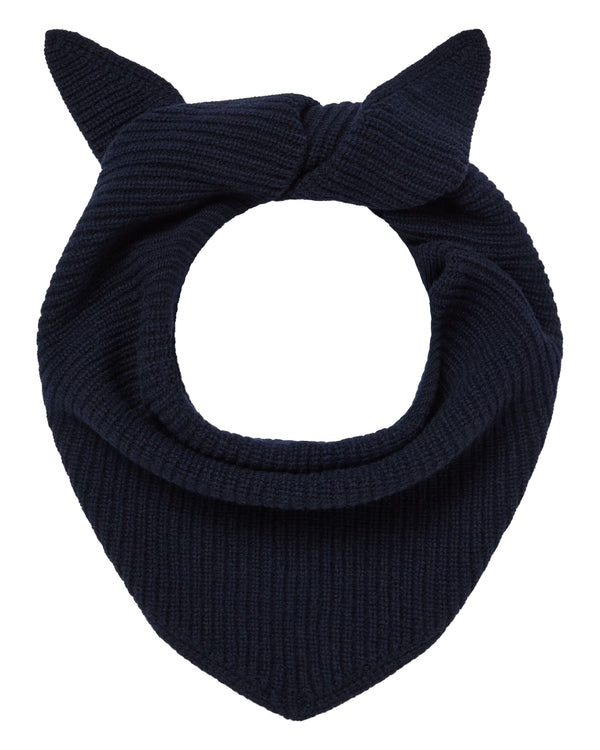 Unisex Ribbed Triangle Cashmere Scarf Navy Blue