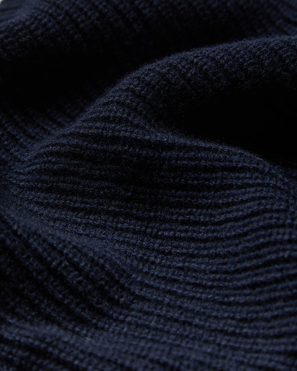 Unisex Ribbed Triangle Cashmere Scarf Navy Blue