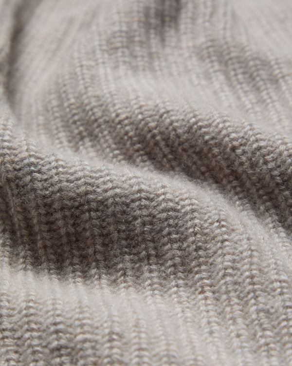 Unisex Ribbed Triangle Cashmere Scarf Oat Grey