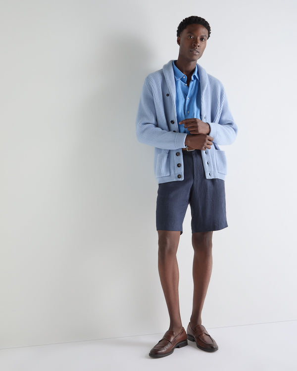 N.Peal Men's Kensington Cashmere Cardigan Sea Mist Blue