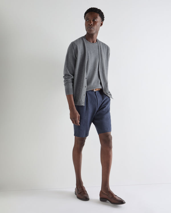 N.Peal Men's Oxford Round Neck Cashmere Jumper Ash Grey