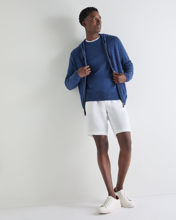 N.Peal Men's Oxford Round Neck Cashmere Jumper Bright Denim Blue