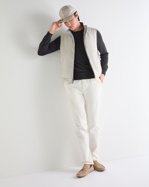 N.Peal Men's Oxford Round Neck Cashmere Jumper Deep Charcoal Grey