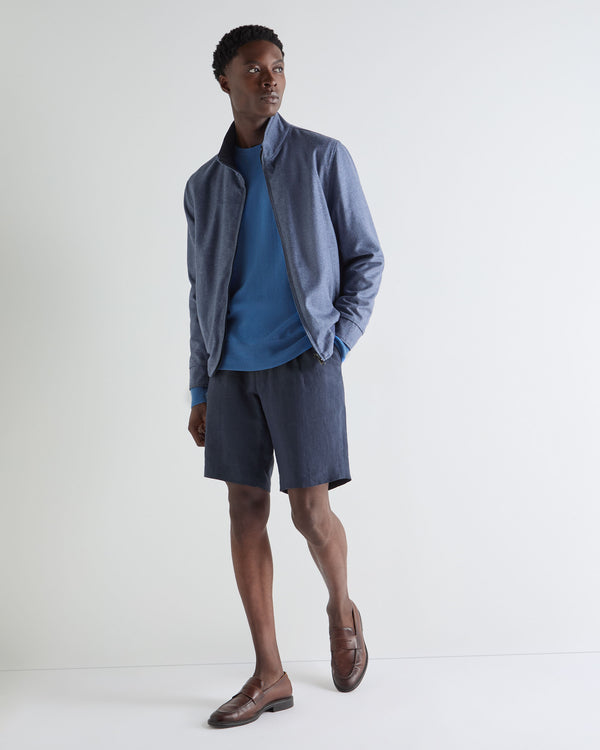 N.Peal Men's Oxford Round Neck Cashmere Jumper Sunshine Blue