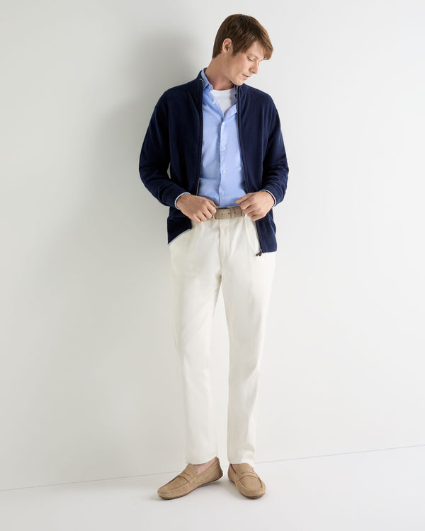 N.Peal Men's Knightsbridge Full Zip Cashmere Jumper Deep French Blue