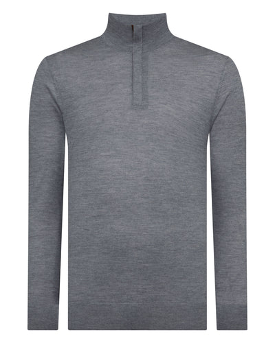 N.Peal Men's Regent Fine Gauge Cashmere Half Zip Jumper Graphite Grey