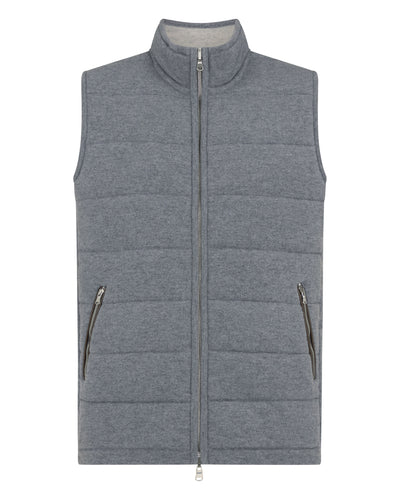 N.Peal Men's Mall Reversible Cashmere Gilet Ash Grey