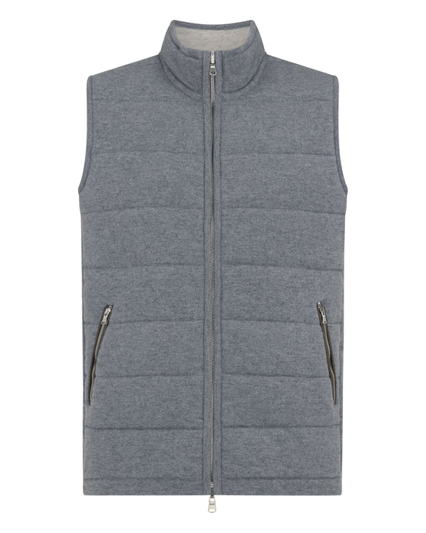 N.Peal Men's Mall Reversible Cashmere Gilet Ash Grey