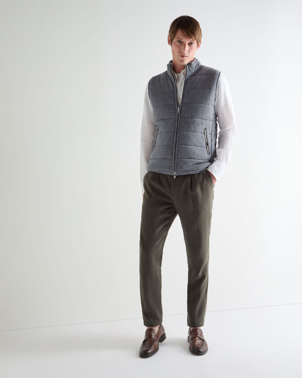 N.Peal Men's Mall Reversible Cashmere Gilet Ash Grey
