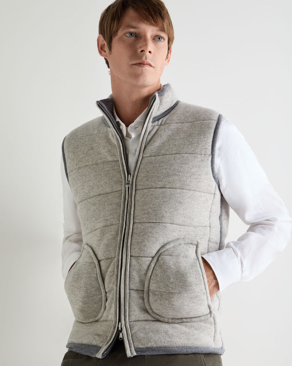 N.Peal Men's Mall Reversible Cashmere Gilet Ash Grey