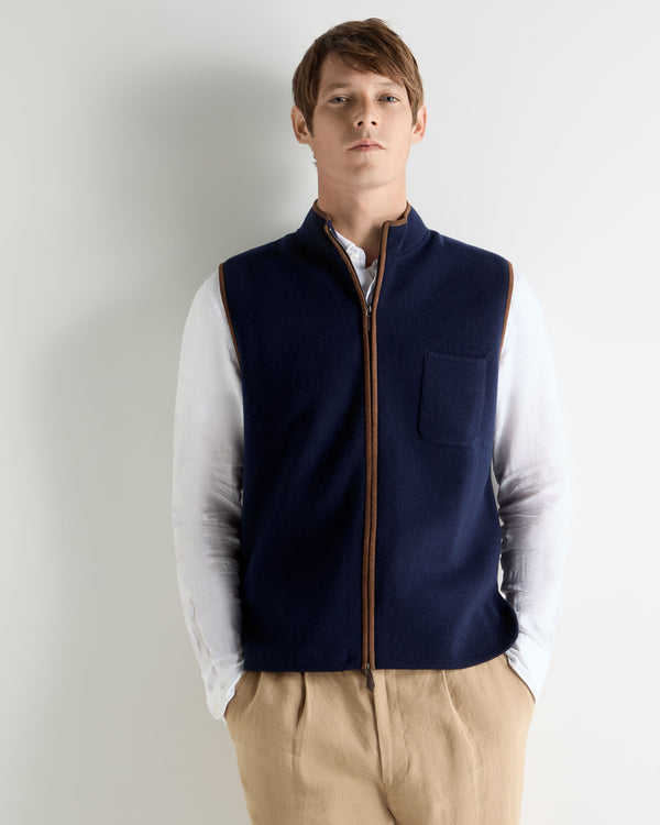 N.Peal Men's Shaftesbury Cashmere Gilet Deep French Blue