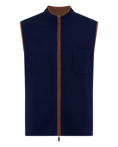 N.Peal Men's Shaftesbury Cashmere Gilet Deep French Blue