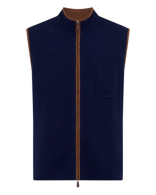 N.Peal Men's Shaftesbury Cashmere Gilet Deep French Blue