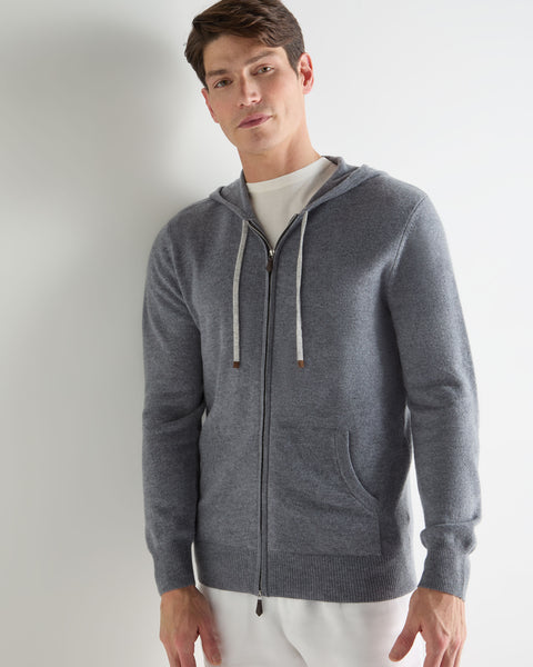 Men's Ladbroke Cashmere Hoodie Ash Grey | N.Peal