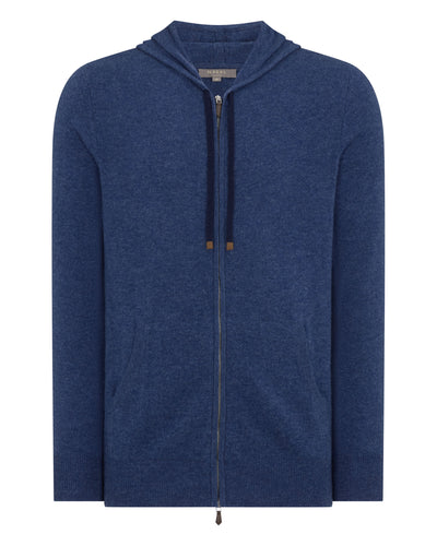 N.Peal Men's Ladbroke Cashmere Hoodie Bright Denim Blue