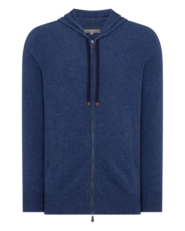 N.Peal Men's Ladbroke Cashmere Hoodie Bright Denim Blue