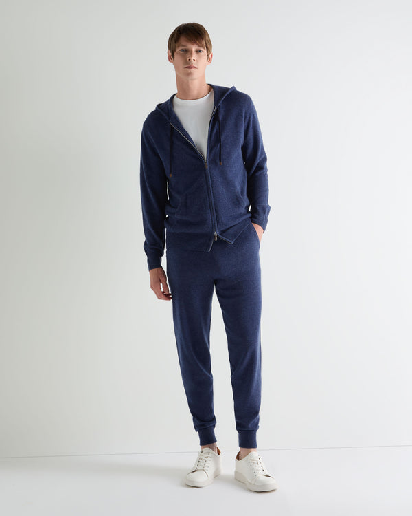 N.Peal Men's Ladbroke Cashmere Hoodie Bright Denim Blue