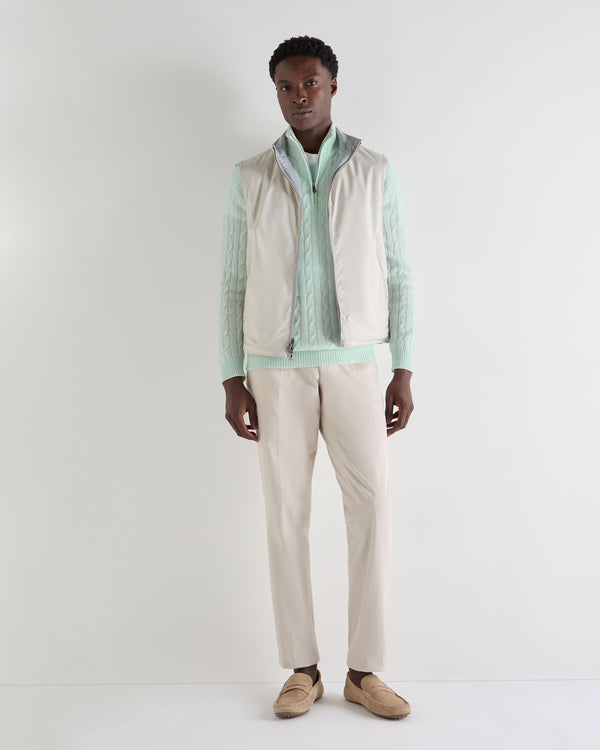 N.Peal Men's Albemarle Cable Half Zip Cashmere Jumper Mint Green