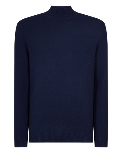 N.Peal Men's Mayfair Turtle Neck Cashmere Jumper Deep French Blue