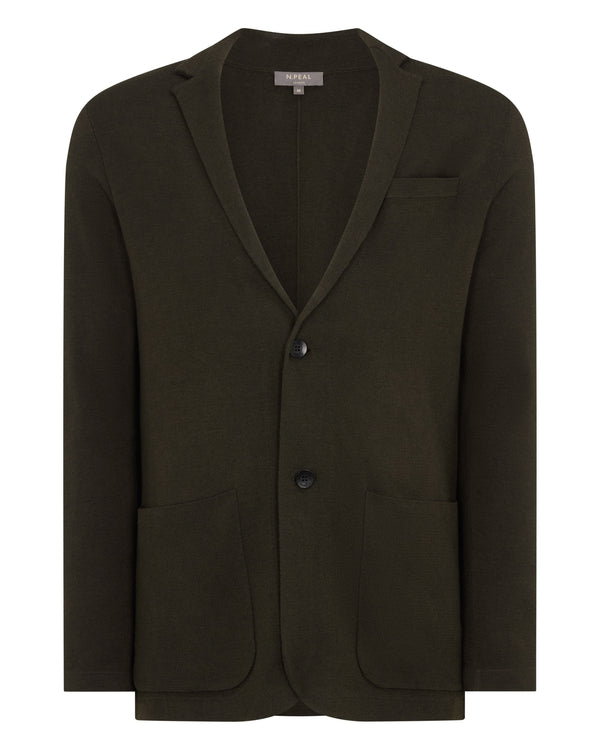 N.Peal Men's Marlborough Fine Gauge Cashmere Jacket Arabica Khaki Green