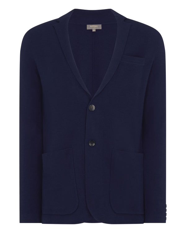 N.Peal Men's Marlborough Fine Gauge Cashmere Jacket Summer Navy Blue