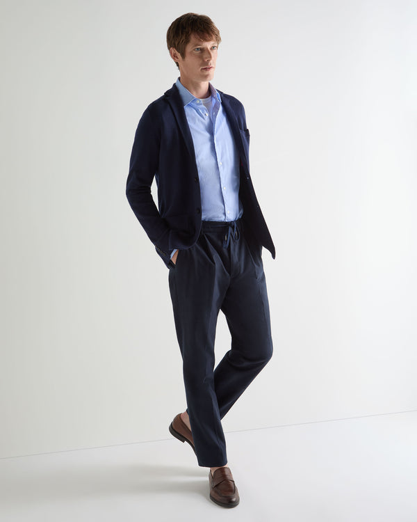 N.Peal Men's Marlborough Fine Gauge Cashmere Jacket Summer Navy Blue