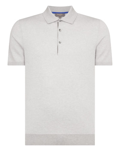 N.Peal Men's Polzeath Cotton Cashmere Polo T-Shirt Fumo Grey