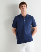 Men's Polzeath Cotton Cashmere Polo T-Shirt Dark Denim Blue