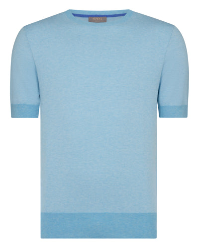 N.Peal Men's Newquay Cotton Cashmere T-Shirt Cornflower Blue
