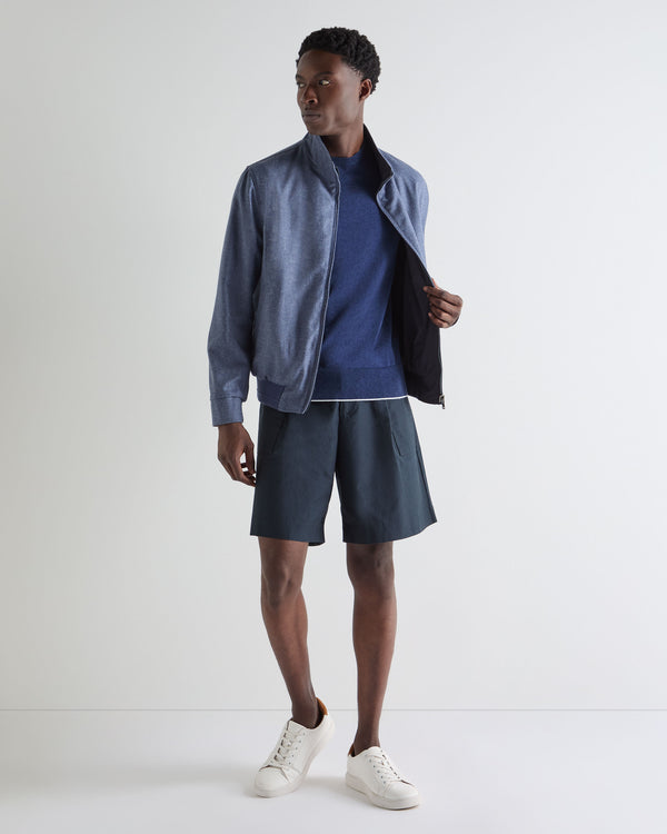 N.Peal Men's Newquay Cotton Cashmere T-Shirt Dark Denim Blue