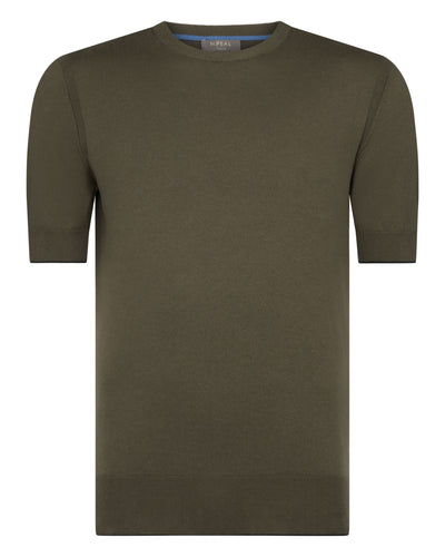 N.Peal Men's Newquay Cotton Cashmere T-Shirt Khaki Green