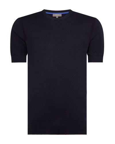 N.Peal Men's Newquay Cotton Cashmere T-Shirt Navy Blue
