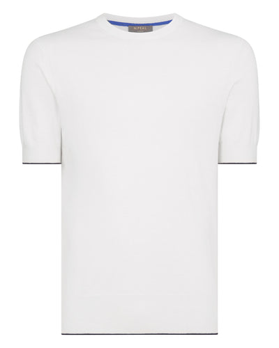 N.Peal Men's Newquay Cotton Cashmere T-Shirt New Ivory White