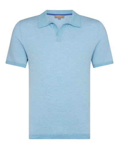 N.Peal Men's Polo Cotton Cashmere T-Shirt Cornflower Blue