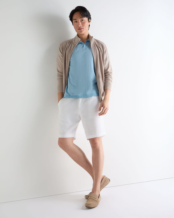 N.Peal Men's Polo Cotton Cashmere T-Shirt Cornflower Blue