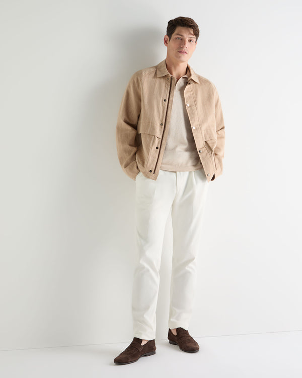 N.Peal Men's Polo Cotton Cashmere T-Shirt Sandstone Brown