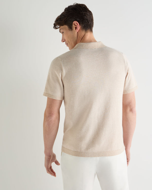 N.Peal Men's Polo Cotton Cashmere T-Shirt Sandstone Brown