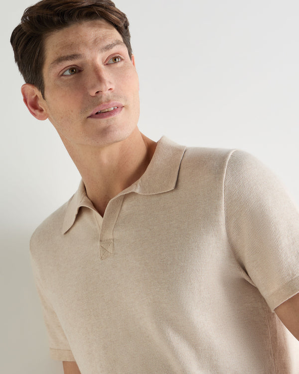 N.Peal Men's Polo Cotton Cashmere T-Shirt Sandstone Brown