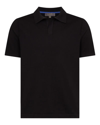 N.Peal Men's Polo Cotton Cashmere T-Shirt Black